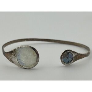 Luli Hamersztein Sterling Silver Roman Glass Thin Cuff Bracelet